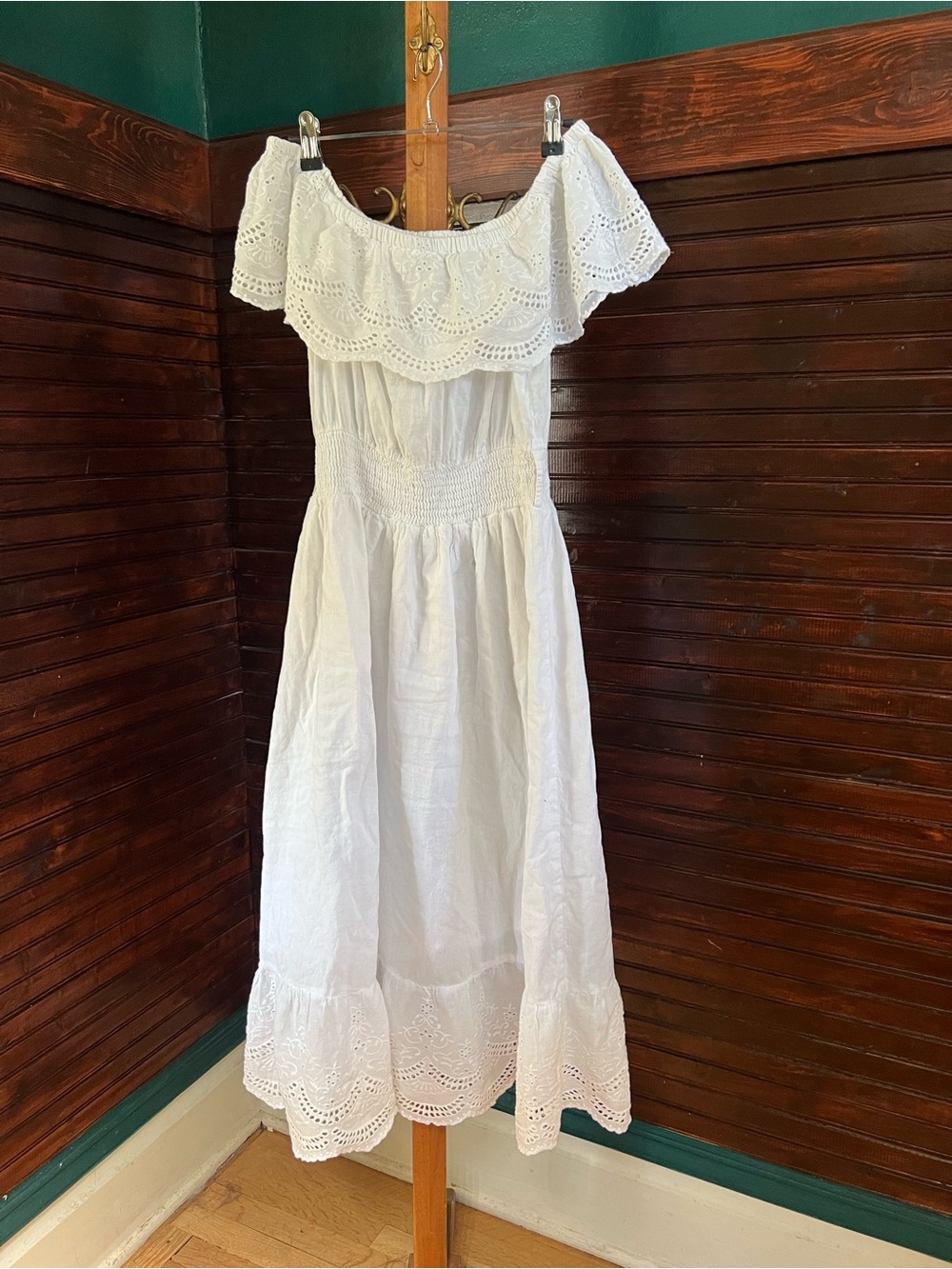 White cotton boho dress
